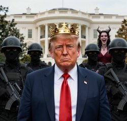 King Donald Trump, secret police ICE Satan Devil Evil Lucifer Meme Template