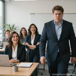 Stone Fat Boy Office workers Boss snicker laughing Meme Template