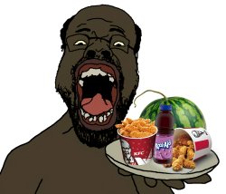 Black Wojak eating his favorite food Meme Template