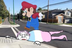Mario curb stomps a troon Meme Template