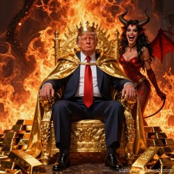 Mammon King Donald Trump Satan Hell Gold Fire Meme Template