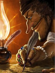 Blackbeard Writing with a Pen, on a map Meme Template