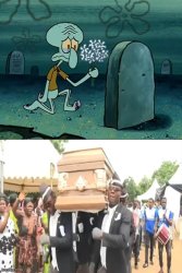 Squidward sad / dancing pallbearers Meme Template