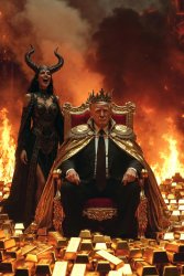 King Donald Trump Satan Mammon worship Meme Template
