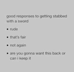 getting stabbed with sword responses Meme Template