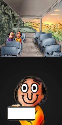Guy showing guy on bus his phone Meme Template