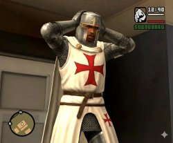 Cj with crusader armour Meme Template