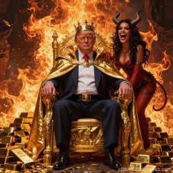 King Donald Trump Satan Mammon worship Meme Template
