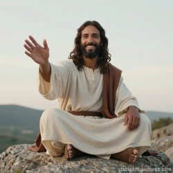 Jesus Christ - Smiling sitting on rock Meme Template