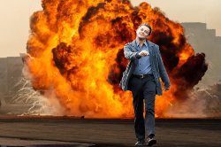Dicaprio walks out happy from explosion Meme Template