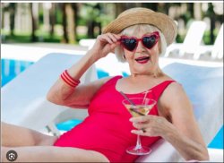 Old lady in pool Meme Template