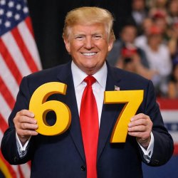 Donald Trump holding 67 Meme Template