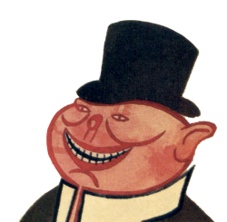 Porky the capitalist pig facing left Meme Template