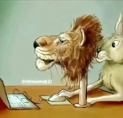 Rabbit behind lion Meme Template