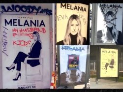 Melania Trump movie poster graffiti Hitler mustache Meme Template