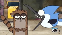 Mordecai bragging and yelling Meme Template