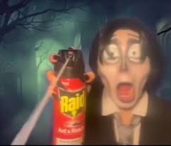 Person spraying you with Raid Meme Template