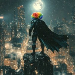 Batman in clown wig Meme Template