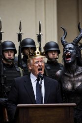 King Donald Trump Satan Evil ICE Secret Police Meme Template