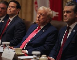 Trump resting his eyes / sleeping at cabinet meeting Meme Template