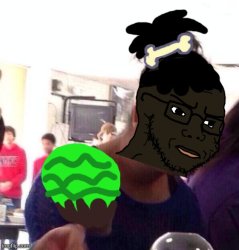 Fat Negress holding watermelon Meme Template