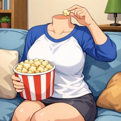 headless anime girl eating popcorn Meme Template