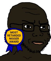 Wojak with "Most Idiotic Black Person" award Meme Template