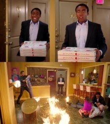 troy enters burning room Meme Template