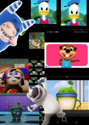 Pogo pomni hank Billy beaver Donald duck bot and himself Meme Template