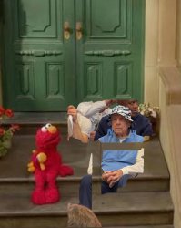 Roy in the hat sitting next to Elmo on Sesame Street!! Meme Template