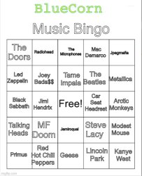 BlueCorn music bingo Meme Template