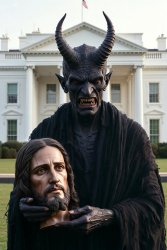 Satan mask Jesus Christ White House Meme Template