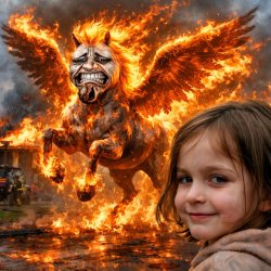 Burning Pegasus with meme painface with the arson little girl in Meme Template