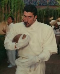 Bad Bunny holding Football Meme Template