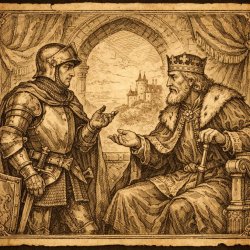 make a template of an knight and a king talking Meme Template