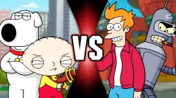 Stewie and Brian VS Fry and Bender Meme Template