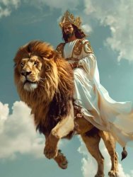 Jesus riding a lion Meme Template