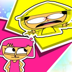 Yellow is having a seizure while pink is staring Meme Template