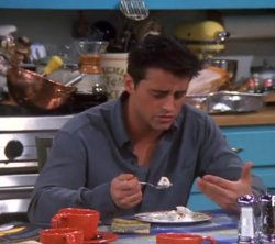Joey eating Rachel's Shepherd's Pie Meme Template