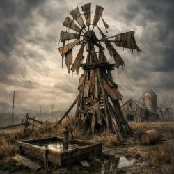 an old farm WIND MILL with tired look Meme Template