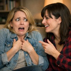 someone terrified and the other person not knowing they terrify Meme Template