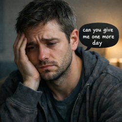 make a guy sad and make him say "can you give me one more day" Meme Template