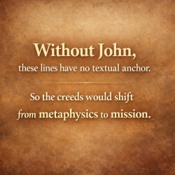 WITHOUT John, THESE LINES have NO TEXTUAL ANCHOR. So THE CREEDS Meme Template