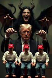 Donald Trump puppet master marionettes strings MAGA Satan Devil Meme Template