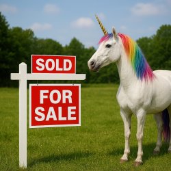 For Sale Sign with Sold Topper and Unicorn - The Steenkamp Team Meme Template
