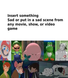 mario and friends sad at what ? Meme Template
