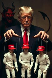 Donald Trump puppet master marionettes strings MAGA Satan Meme Template