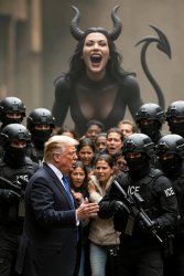 Donald Trump Satan ICE brown people immigrants guns Meme Template