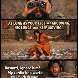 The "Basanti-Gabar-Dhanno" Logic Meme Visual Setup: Top Panel: A Meme Template