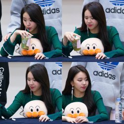 Kpop girl sipping drink Meme Template